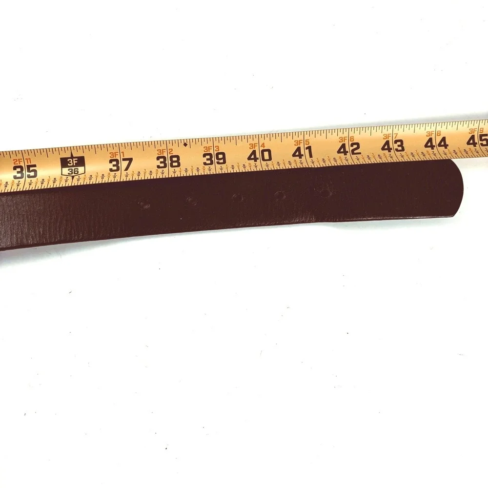 Levi's Leather Belt Mens 38 Dark Brown D-Ring Buckle‎ X-Stitch Detail Heritage